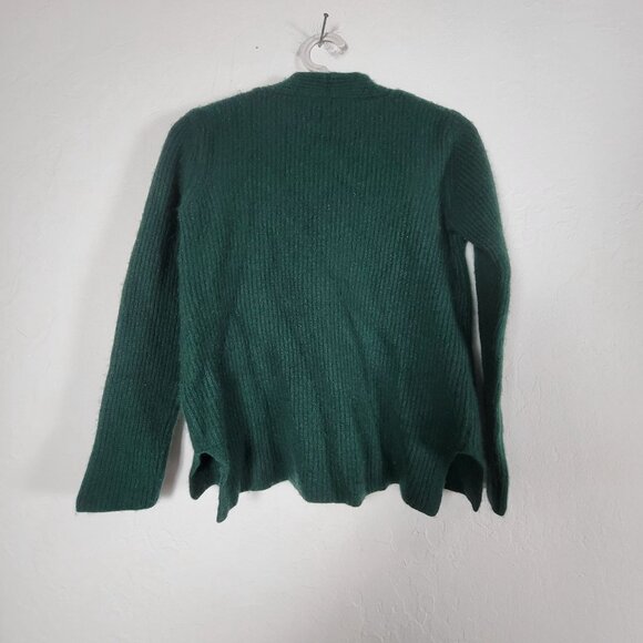 J.McLaughlin Womens Green V-Neck Ribbed Cashmere Wool Blend Sweater Size Medium - Picture 2 of 8